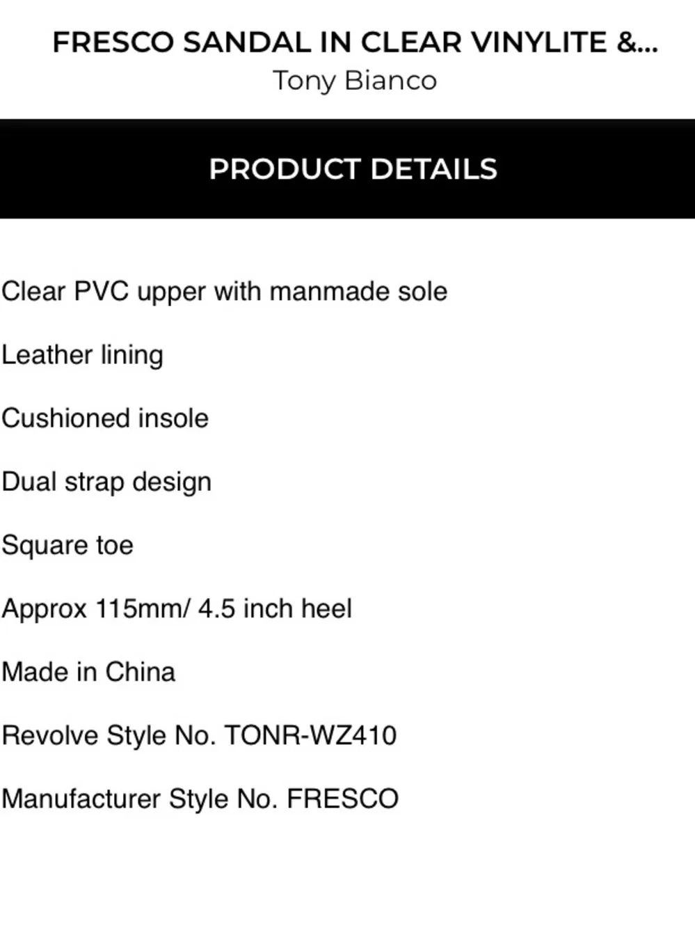 Tony Bianco Fresco Clear Vinyl & Tan Nappa Block Heel